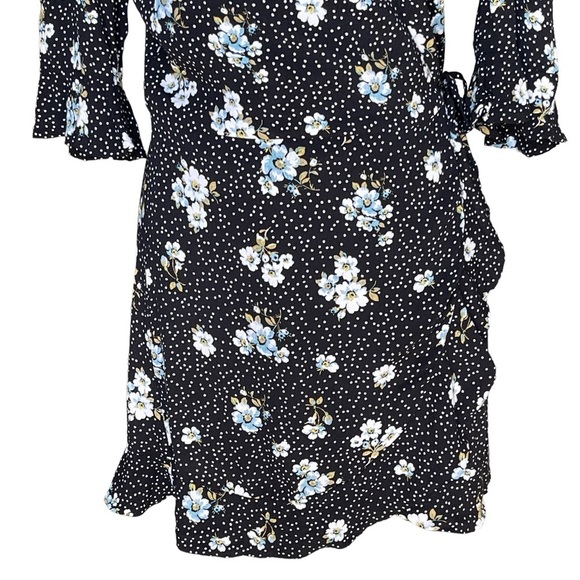 Loft Women’s Floral Polka Dot Wrap Romper Dress Size 4 Flutter Ruffle Boho - Picture 5 of 11
